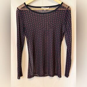 Wallflower Black Mesh Top with Pink Dots